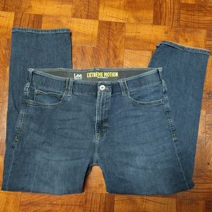Lee Extreme Motion Slim Fit Straight Leg Men's Blue Jeans Size 38x29